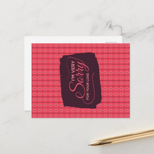 Het spijt me erg voor je verlies, verticaal gespan briefkaart (Voorkant / Achterkant in situ)