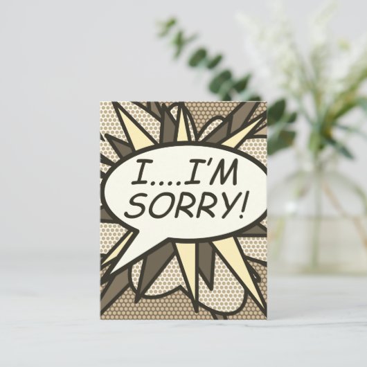 HET SPIJT ME  Fun Retro Comic Book Pop Kunst Briefkaart (Staand voorkant)