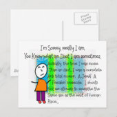 "Het spijt me" Hilarious wenskaart Briefkaart (Voorkant / Achterkant)