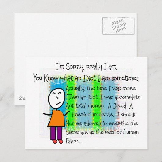 "Het spijt me" Hilarious wenskaart Briefkaart (Voorkant / Achterkant)