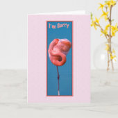 Het spijt me Kaart met Twisted Pink Flamingo (Gele Bloem)