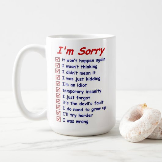 "Het spijt me" met goede excuses! Koffiemok (Met donut)