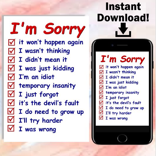 "Het spijt me" met goede excuses! Note-Kaart Kaart