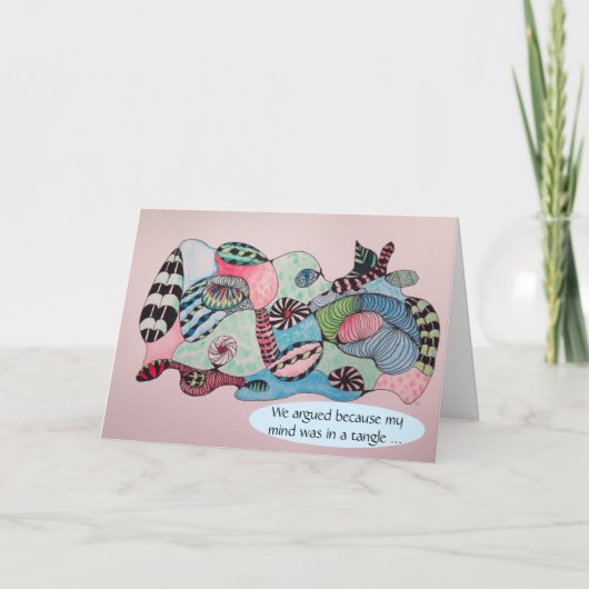 Het spijt me, Mind in een Tangle in Pink Blue Apol Kaart (Voorkant)
