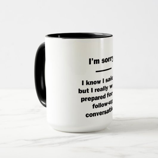 Het spijt me. mok (Voorkant links)