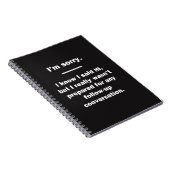 Het spijt me. notitieboek (Rechterzijde)