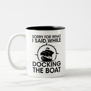 Het spijt me voor wat ik zei toen ik de boot aande tweekleurige koffiemok