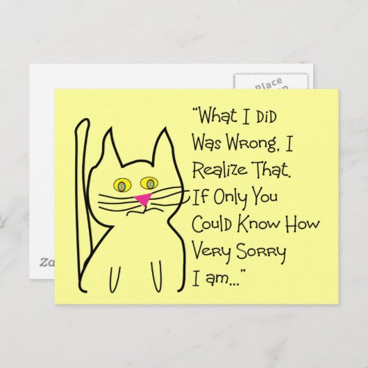 "Het spijt me" Wenskaart-Kat Ontwerp Briefkaart (Voorkant / Achterkant)