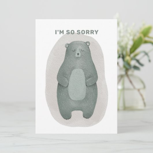 Het spijt me zo. Waterverf beer. sympathie (Staand voorkant)