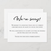 Het spijt ons dat de zwarte witte annulering is aa briefkaart (Voorkant / Achterkant)