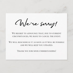 Het spijt ons dat de zwarte witte annulering is aa briefkaart