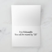 "HET SPIJT ONS ZO" VERTREKKEN / WE ZULLEN JE MISSE KAART (Binnen)