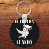 Het spioneert samenzweringstheoretische vogels zij sleutelhanger (Voorkant)