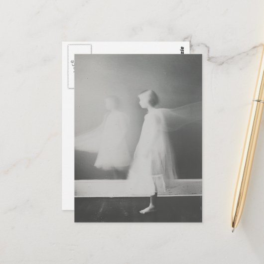 Het spook in de gang zwart-wit briefkaart (Voorkant / Achterkant in situ)