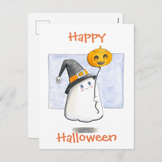 Het Spook van het baby met een Ballon Gelukkig Feestdagenkaart (Voorkant / Achterkant)