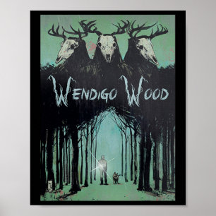 Het spook van het bos Cryptid Wendigo Wood Poster