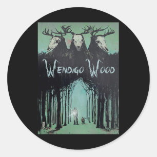 Het spook van het bos Cryptid Wendigo Wood Ronde Sticker