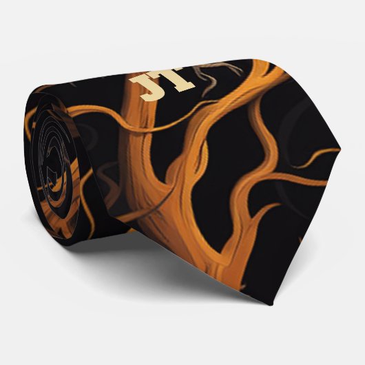 Het spookachtige bos met Halloween Jack-o'-lantern Stropdas (Opgerold)