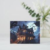 Het spookachtige herenhuis mysterie feestdagenkaart (Staand voorkant)