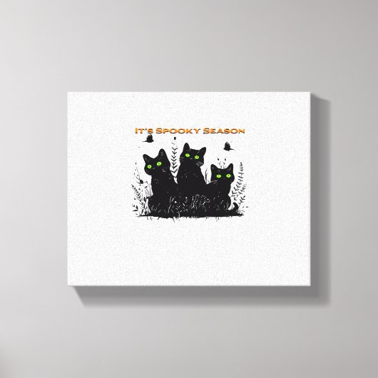 Het spookachtige seizoen zwarte katten Classic T-S Canvas Afdruk (Voorkant)