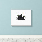 Het spookachtige seizoen zwarte katten Classic T-S Canvas Afdruk (Insitu (Houten vloer))