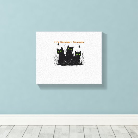 Het spookachtige seizoen zwarte katten Classic T-S Canvas Afdruk (Insitu (Houten vloer))