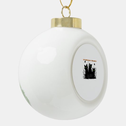 Het spookachtige seizoen zwarte katten Classic T-S Keramische Bal Ornament (Links)