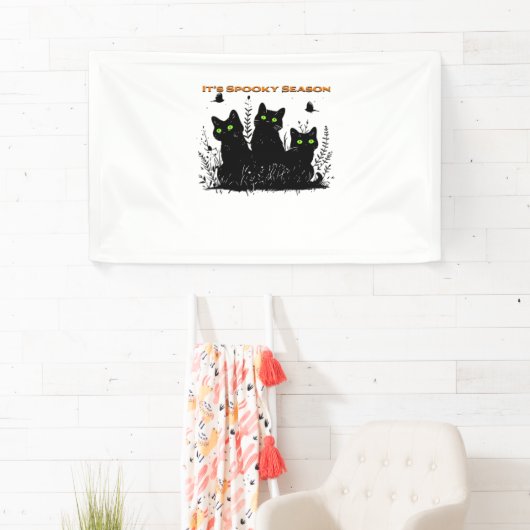 Het spookachtige seizoen zwarte katten Classic T-S Spandoek (Insitu)