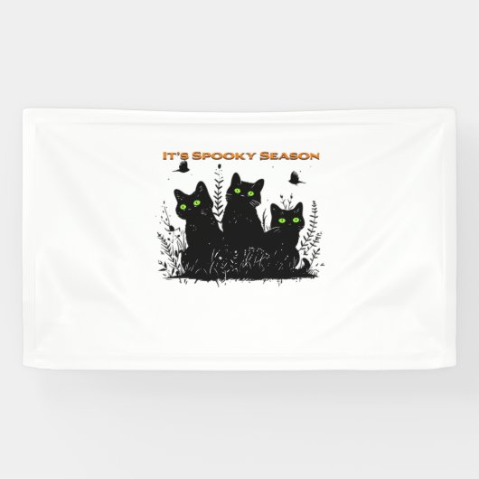 Het spookachtige seizoen zwarte katten Classic T-S Spandoek (Horizontaal)
