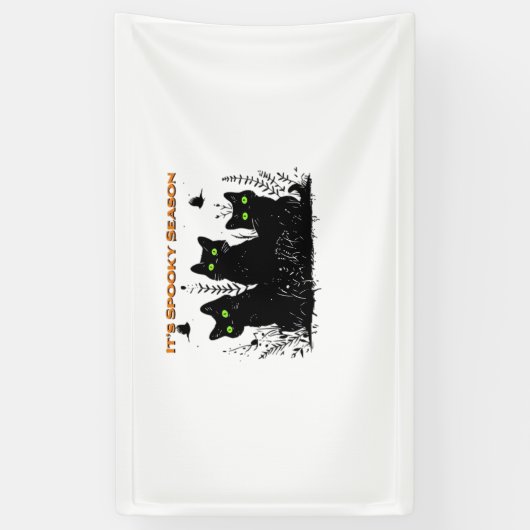 Het spookachtige seizoen zwarte katten Classic T-S Spandoek (Verticaal)