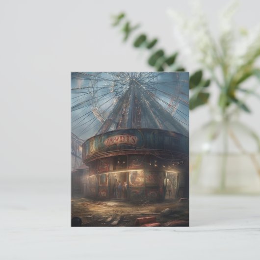 Het spookachtige verlaten carnaval briefkaart (Staand voorkant)