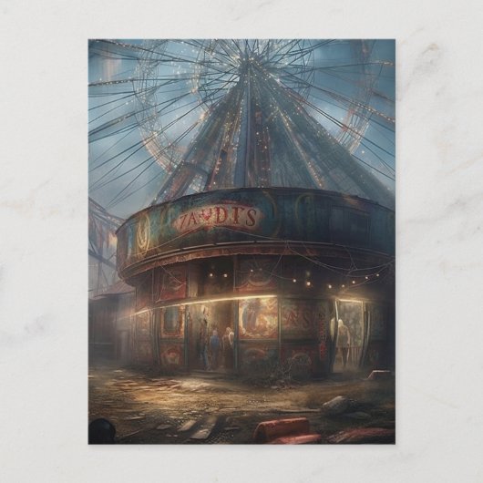 Het spookachtige verlaten carnaval briefkaart (Voorkant)