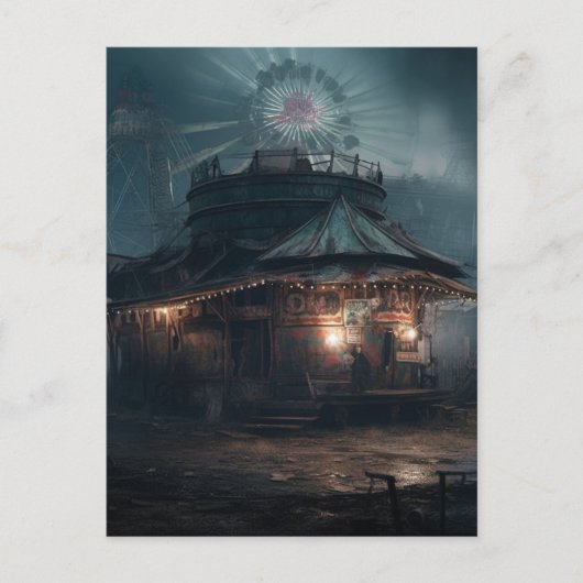 Het spookachtige verlaten circus carnaval briefkaart (Voorkant)