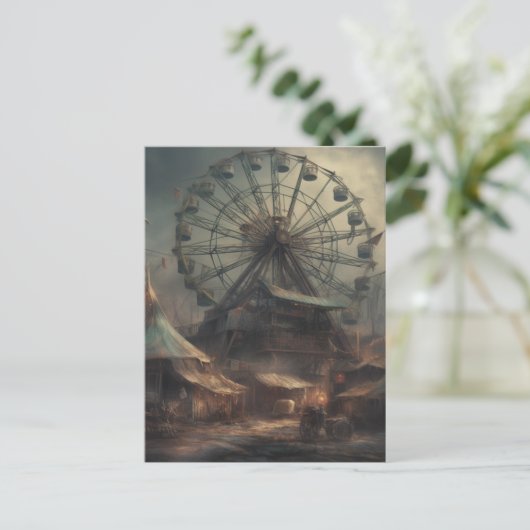 Het spookachtige verlaten dystopische carnaval briefkaart (Staand voorkant)