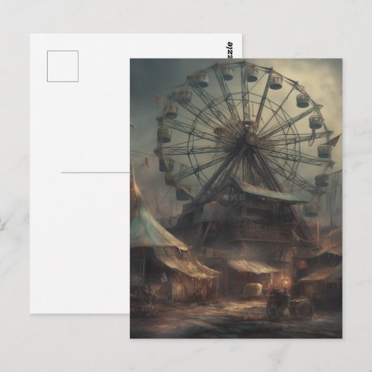 Het spookachtige verlaten dystopische carnaval briefkaart (Voorkant / Achterkant)