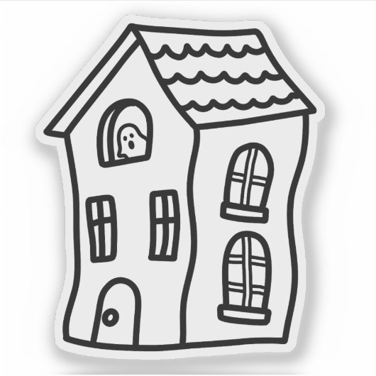 Het spookhuis doodle sticker (Voorkant)