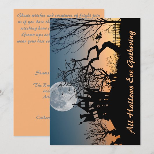 Het spookhuisfeest kaart (Voorkant / Achterkant)