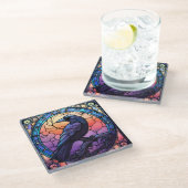 Het Spooky Raven Glas in lood Glazen Onderzetter (Schuin)