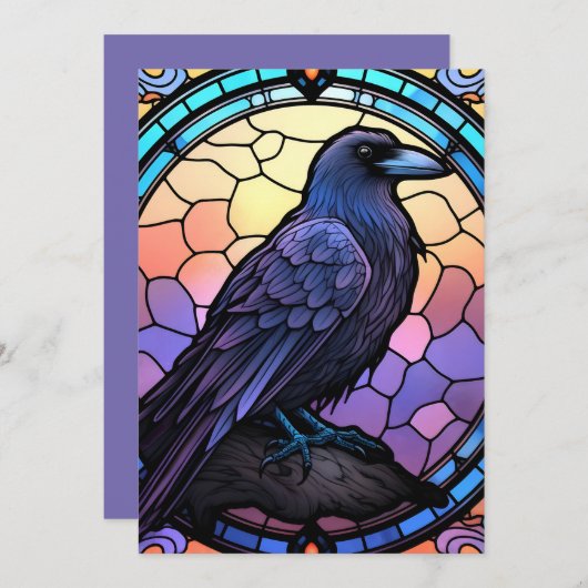 Het Spooky Raven Glas in lood Kaart (Voorkant / Achterkant)