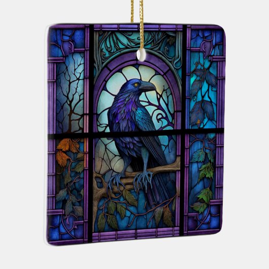 Het Spooky Raven Glas in lood Keramisch Ornament (Rechts)