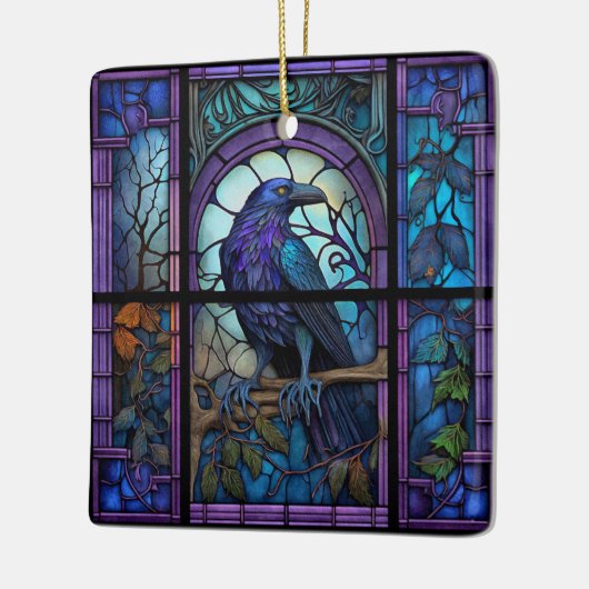 Het Spooky Raven Glas in lood Keramisch Ornament (Links)