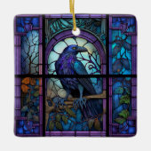 Het Spooky Raven Glas in lood Keramisch Ornament (Voorkant)