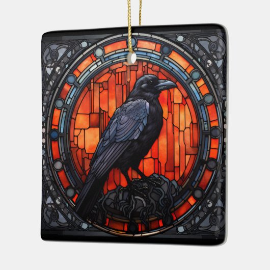 Het Spooky Raven Glas in lood Keramisch Ornament (Links)