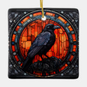 Het Spooky Raven Glas in lood Keramisch Ornament (Voorkant)