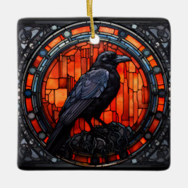 Het Spooky Raven Glas in lood Keramisch Ornament
