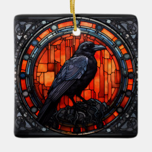 Het Spooky Raven Glas in lood Keramisch Ornament