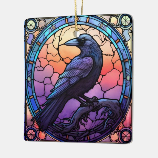Het Spooky Raven Glas in lood Keramisch Ornament (Links)