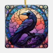 Het Spooky Raven Glas in lood Keramisch Ornament (Voorkant)