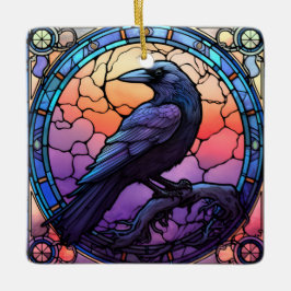 Het Spooky Raven Glas in lood Keramisch Ornament