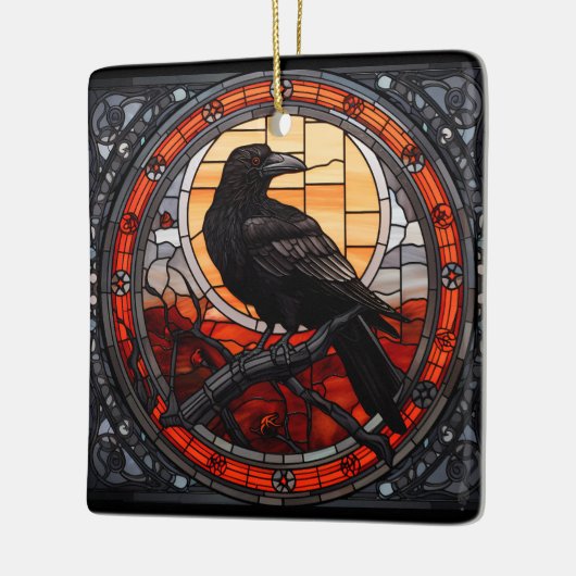 Het Spooky Raven Glas in lood Keramisch Ornament (Links)